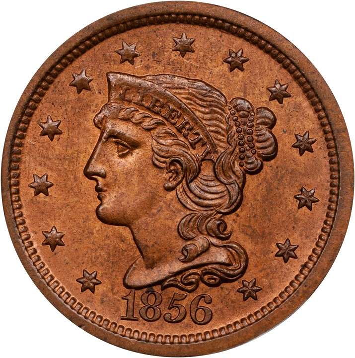 1856 1c Slanted 5, N-17 MS RB thumbnail 2