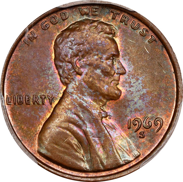1969-S 1c Doubled Die Obverse MS BN thumbnail 3