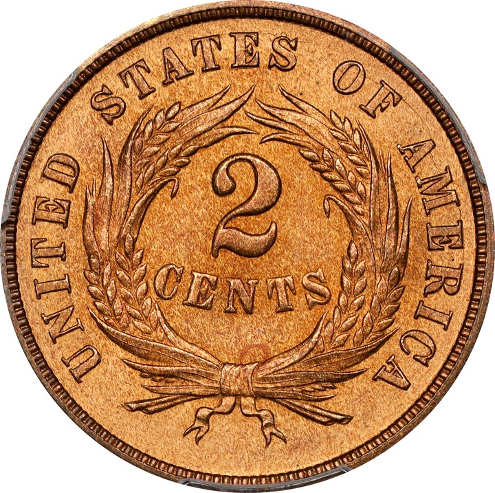 1868 2c MS RD MS66 RD CAC thumbnail 2