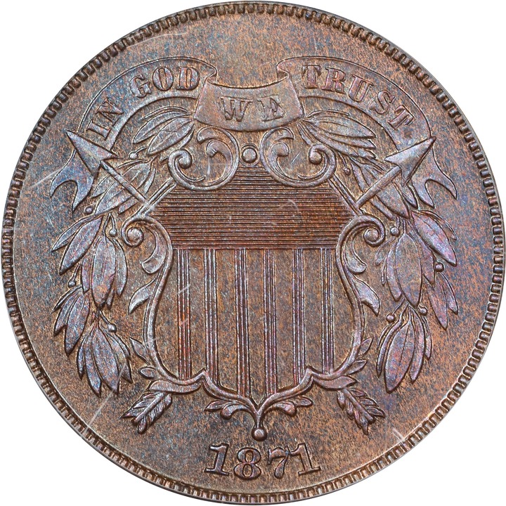 1871 2c Doubled Die Obverse, FS-102 PR BN PR64 BN thumbnail 7