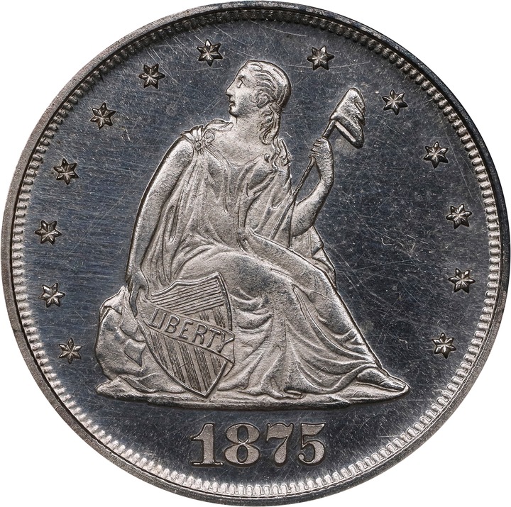 Twenty-Cent Piece 20c Seated Liberty, 1875-1878 [Type] XF40 thumbnail 9