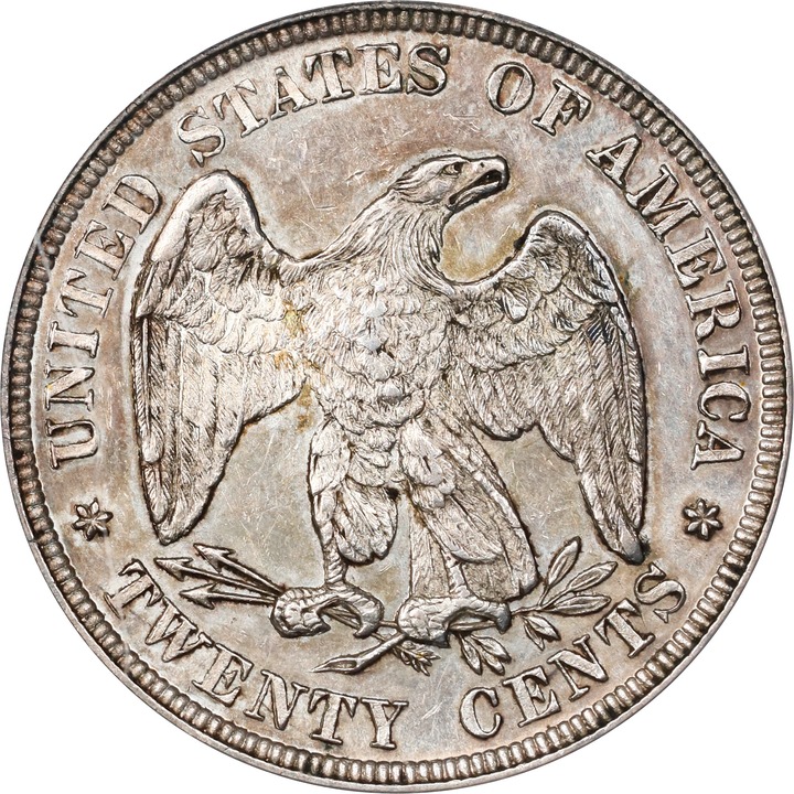 1876 20c AU55 CAC thumbnail 6