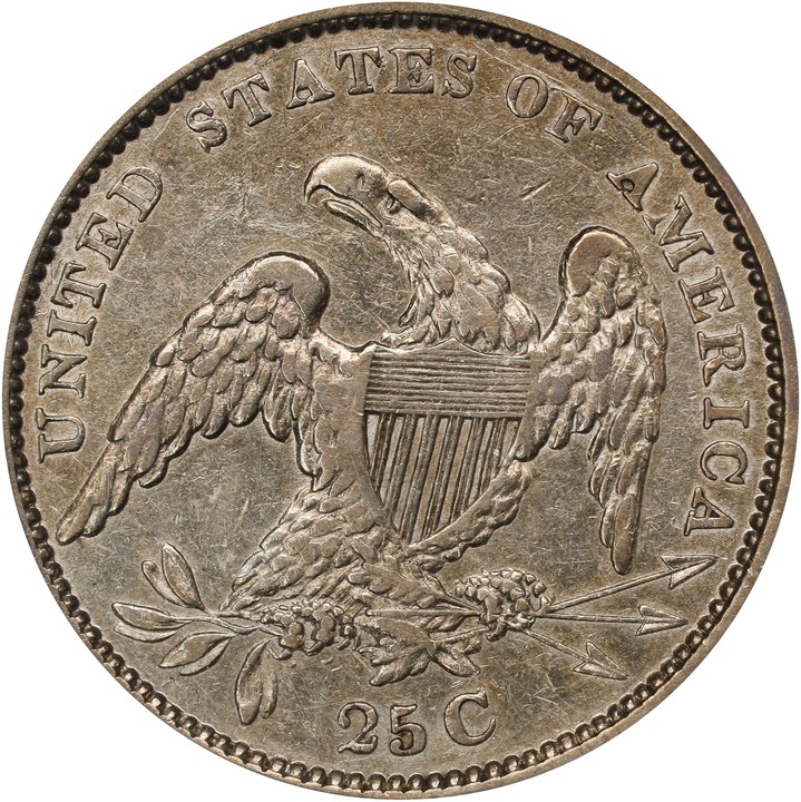 1834 25c XF40 CAC thumbnail 2