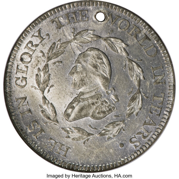 (1800) Medal Washington, Funeral Urn, White Metal MS