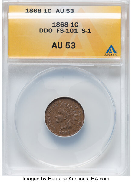 1868 1c Doubled Die Obverse, FS-101, S-1 MS RB