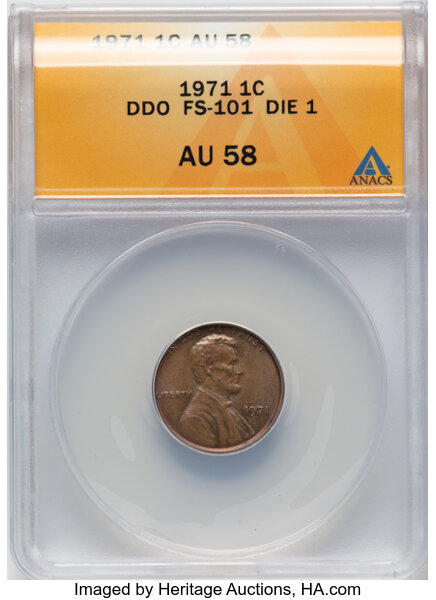 1971 1c Doubled Die Obverse, FS-101 MS BN