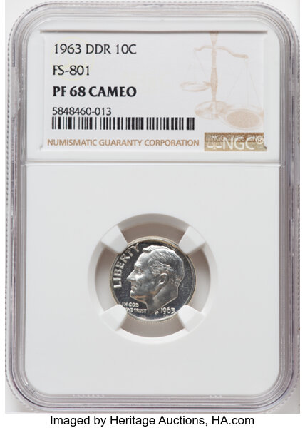 1963 10c Doubled Die Reverse, FS-801 PR CAM
