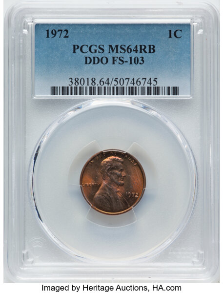 1972 1c Doubled Die Obverse, FS-103 MS RB