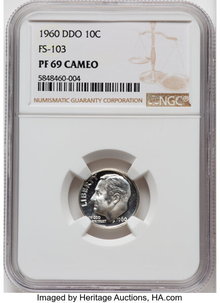 1960 10c Doubled Die Obverse, FS-103 PR CAM