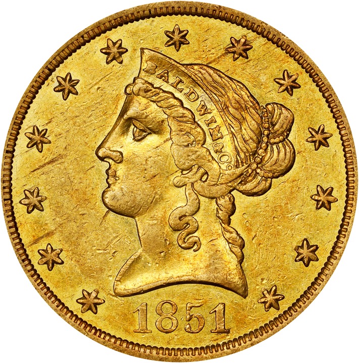 1851 G$10  Baldwin, K-4 VF30 thumbnail 5