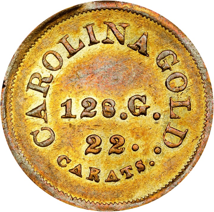 Image for (1842-52) G$5  A.Bechtler, 128 GR, 22C, K-28 AU53