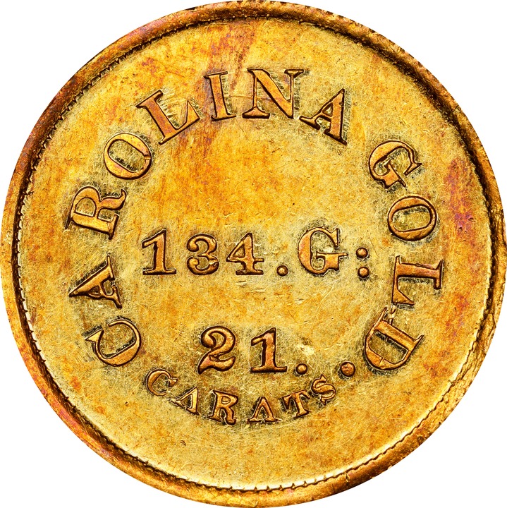 Image for (1842-52) G$5  A.Bechtler, 134 GR, 21C, K-27 AU58