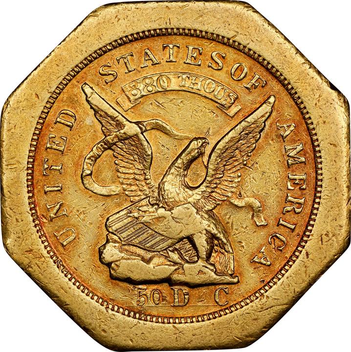 1851 G$50  Humbert, 880 THOUS, No 50, Lettered Edge, K-2 MS thumbnail 2