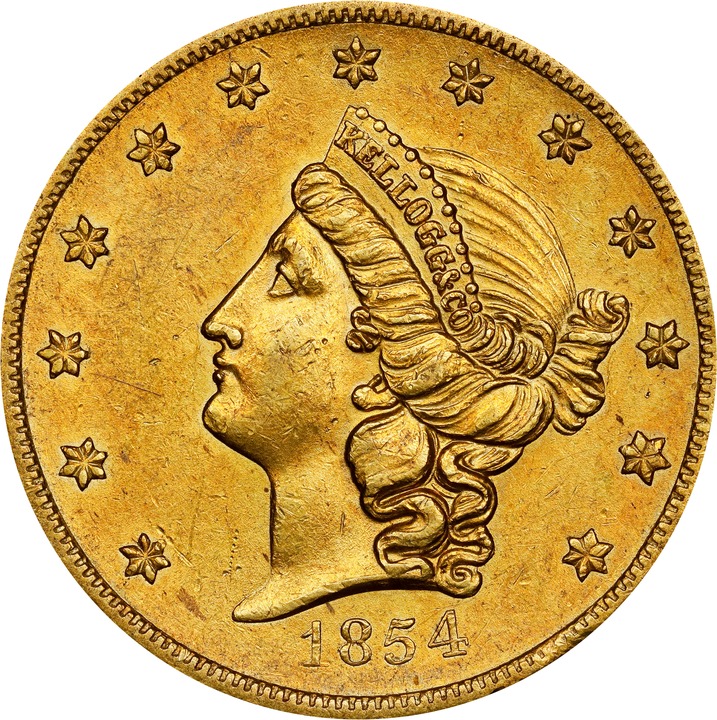 1854 G$20  Kellogg & Co., Short Arrows, K-1 MS thumbnail 9