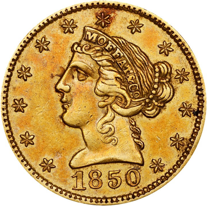 1850 G$5  Moffat & Co., K-7 MS thumbnail 5