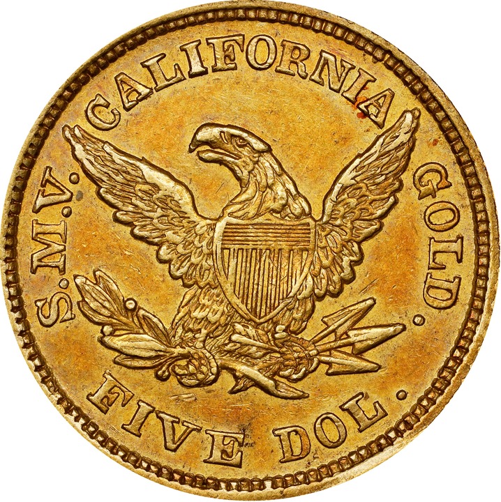 1850 G$5  Moffat & Co., K-7 MS thumbnail 15