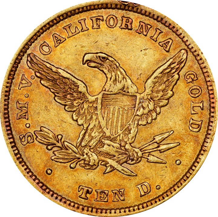 1849 G$10  Moffat & Co., TEN D., K-5 MS thumbnail 5
