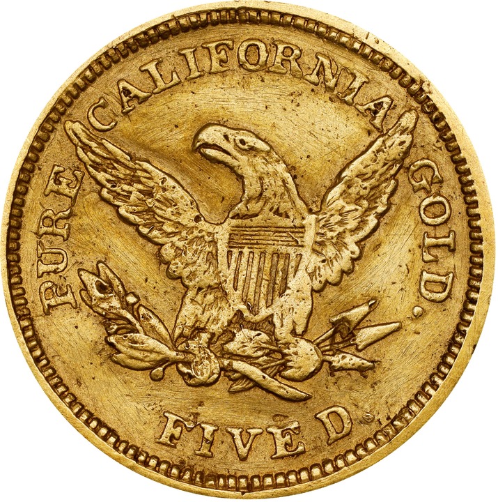 1851 G$5  Schultz & Co., K-1 XF40 CAC thumbnail 15