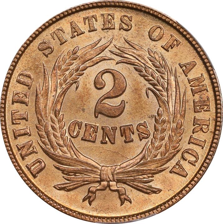 1864 2c Large Motto, Clash Indian Cent, FS-1901 MS RD MS64 RD thumbnail 2