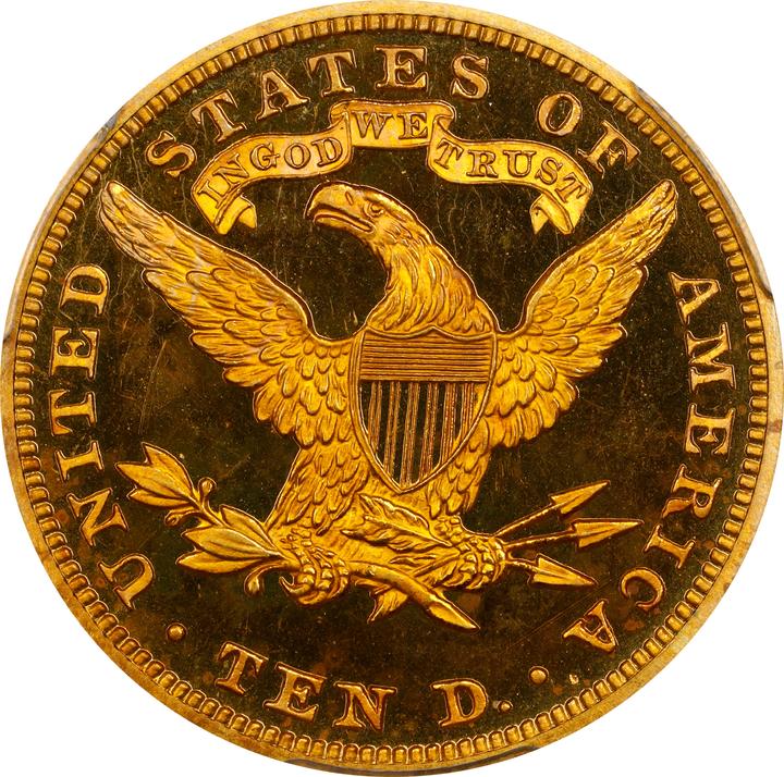 Liberty Gold Eagle $10  Motto, 1866-1907 PR DCAM [Type] PR66 DCAM thumbnail 2