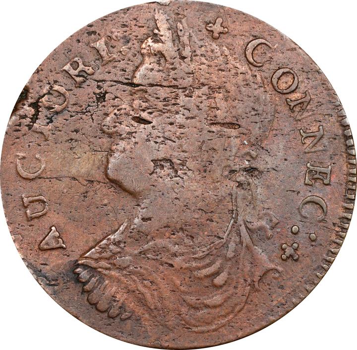 1787 Copper Connecticut, Draped Bust Left, AUCIORI MS BN G4 BN thumbnail 7