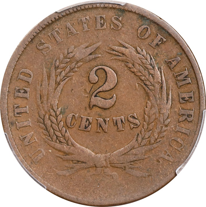 2-Cent Piece 2c 1864-1872 MS BN [Type] VG10 BN CAC thumbnail 2