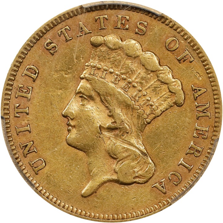 1867 $3 VF25 CAC thumbnail 6