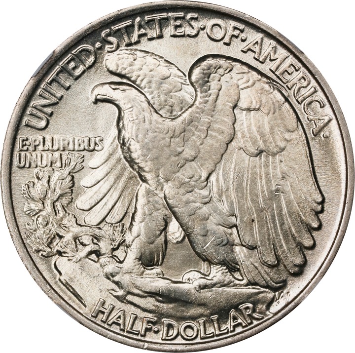 1946 50c Doubled Die Reverse MS63 thumbnail 2