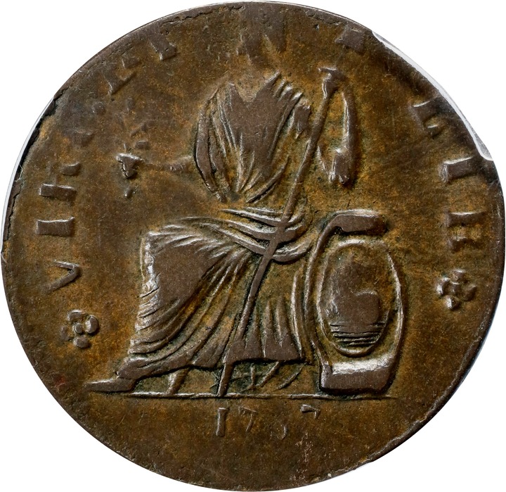 1787 Copper Nova Eborac, Seated Left MS BN AU53 BN thumbnail 8