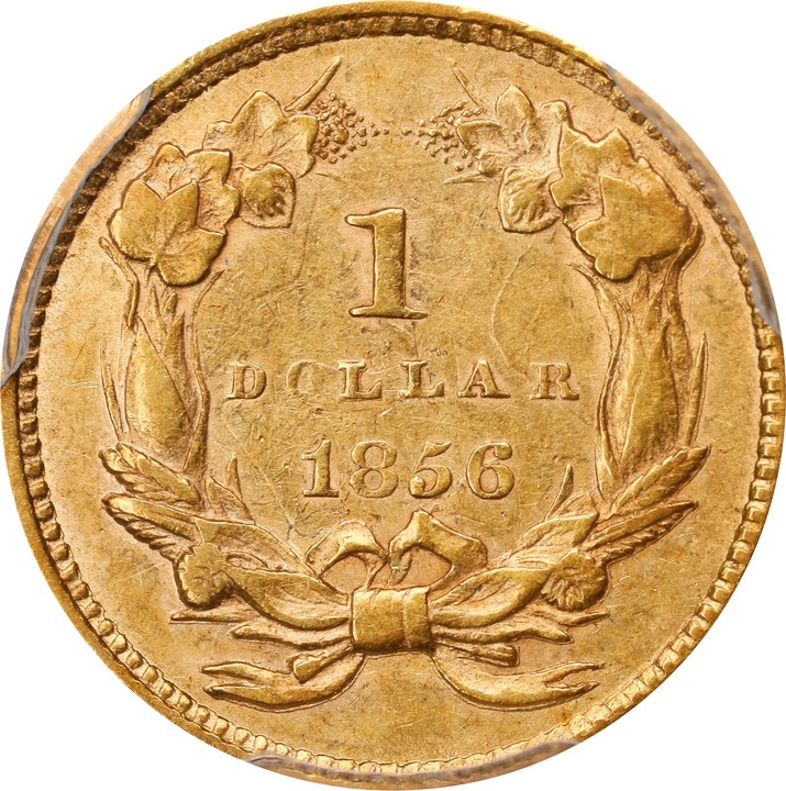 1856 G$1 Slanted 5 AU53 thumbnail 2