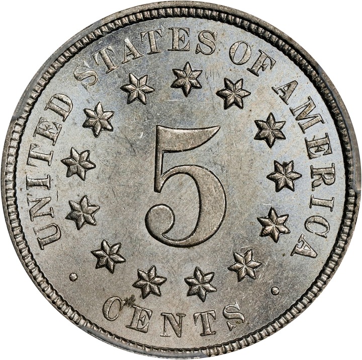 1873 5c Doubled Die Obverse, Closed 3, FS-102 MS63 CAC thumbnail 2
