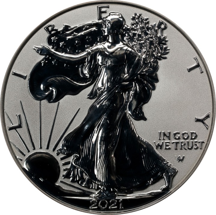 2021-S $1  Silver Eagle, Reverse Proof, Type 2 PR66 CAC thumbnail 3