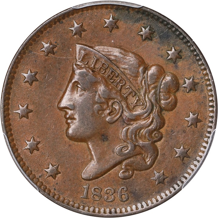 Image for 1836 1c MS BN AU53 BN CAC