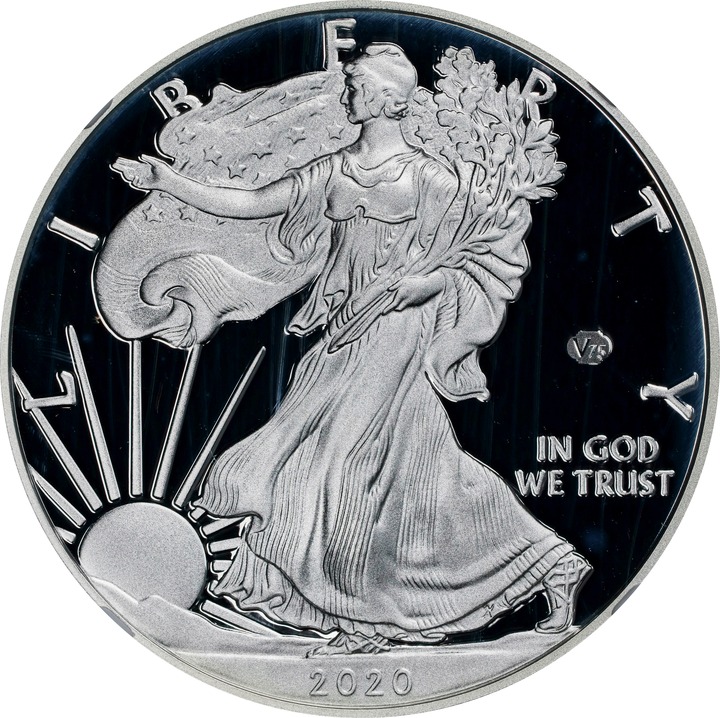 2020-W $1  Silver Eagle, v75 Privy WWII Anniversary PR DCAM PR69 DCAM thumbnail 13