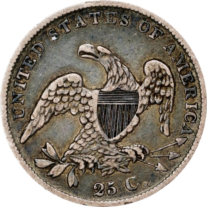 1838 25c Capped Bust VF25 thumbnail 2