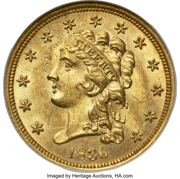1836 $2 1/2 Script 8, HM-4 MS