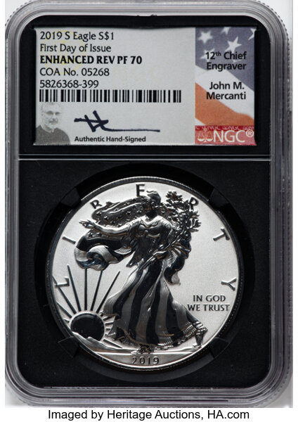 2019-S $1  Silver Eagle, Enhanced Reverse Proof PR70 thumbnail 17