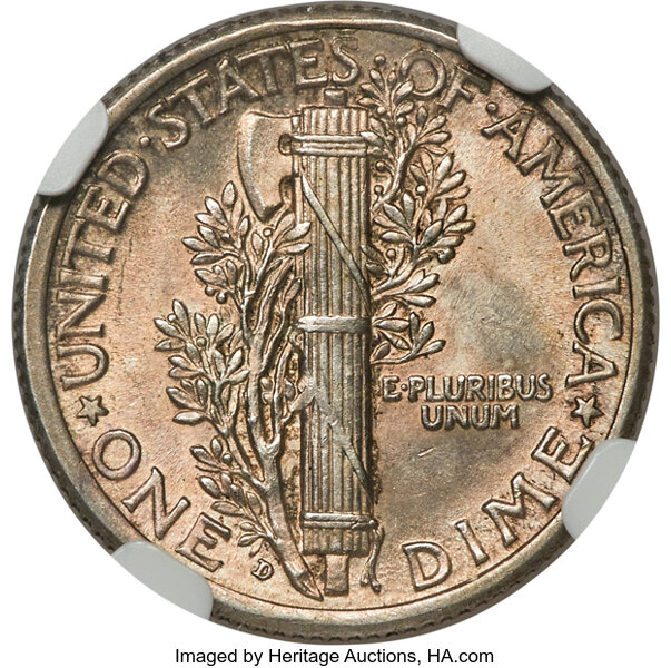 1916-D 10c MS60 thumbnail 2