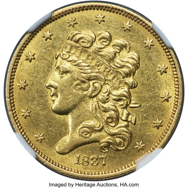 1837 $5 HM-3 MS