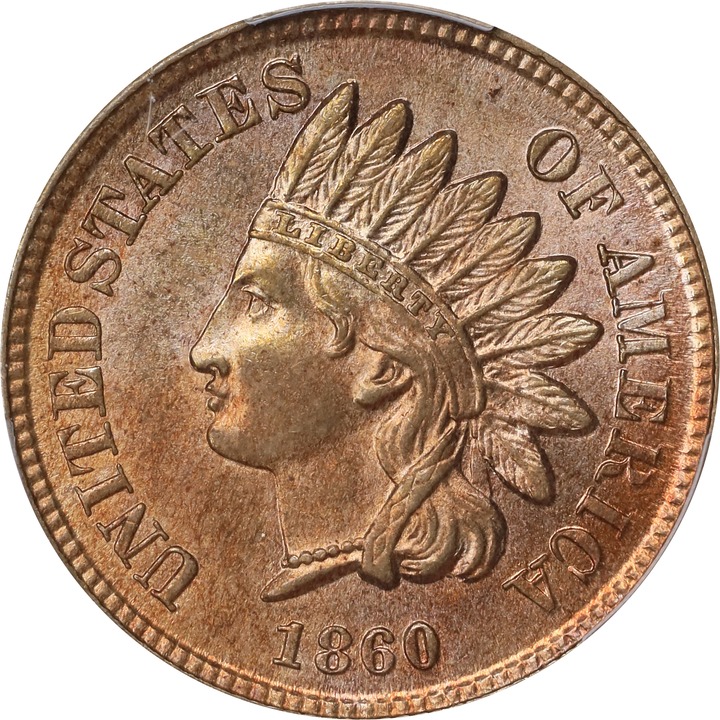 1860 1c Pointed Bust MS thumbnail 4