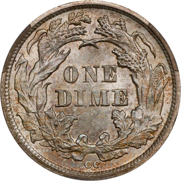 1875-CC 10c Mintmark Below Bow MS65 thumbnail 2