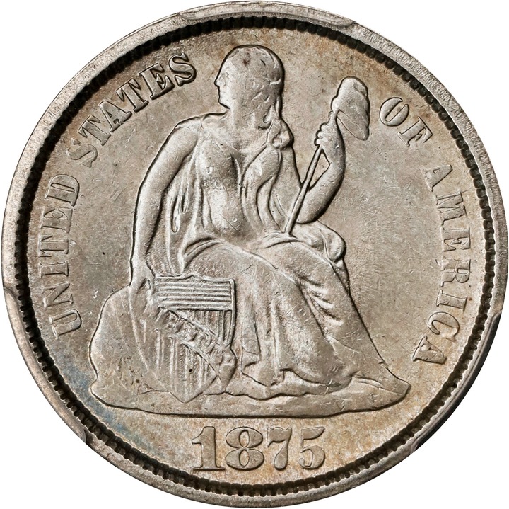 1875-S 10c Mintmark Above Bow MS thumbnail 5