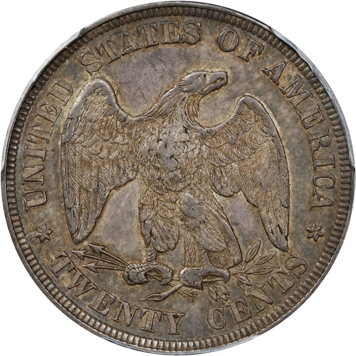 1876 20c AU58 CAC thumbnail 2