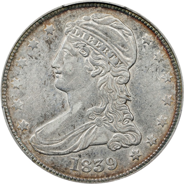 1839 50c Reeded Edge, Large Letters Reverse F12 CAC thumbnail 10