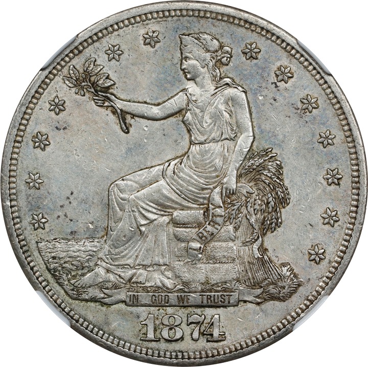 1874-S Trade$ MS62 CAC thumbnail 3