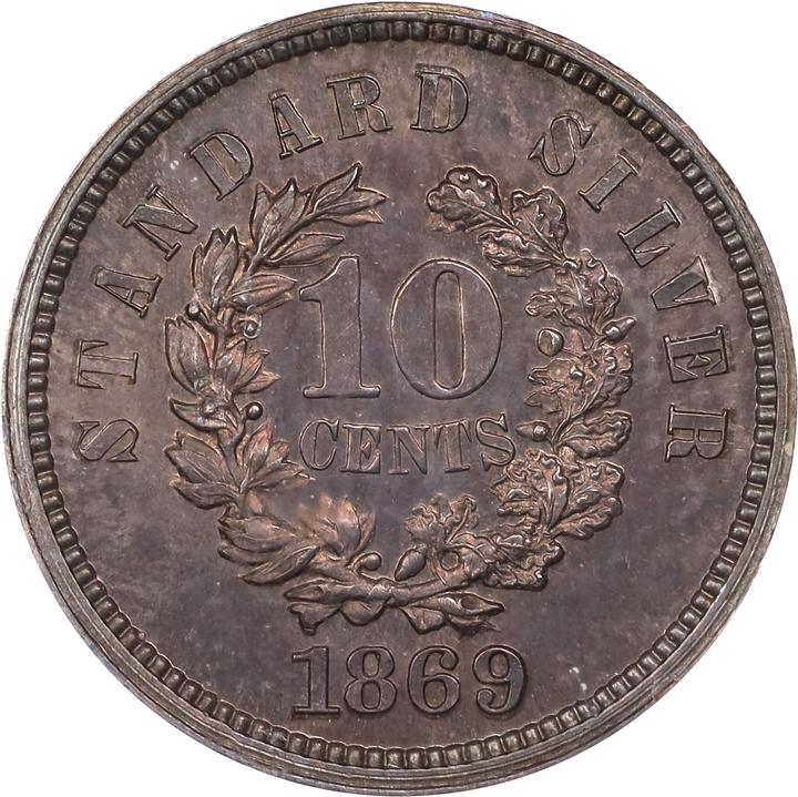 1869 P10c Silver, J-703 PR thumbnail 3