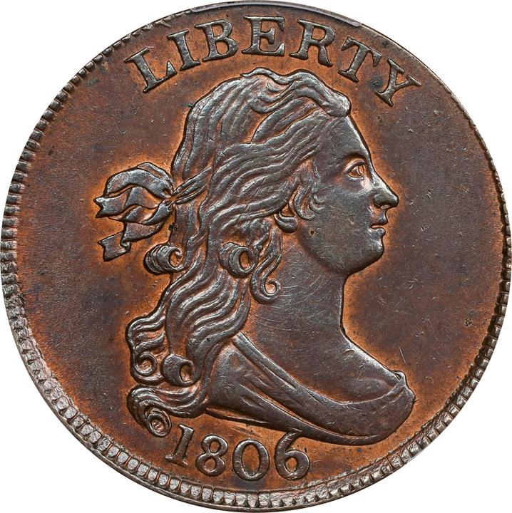 1806 1/2c Large 6, Stems MS BN MS65 BN CAC thumbnail 17