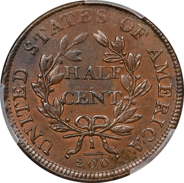 1806 1/2c Large 6, Stems MS BN MS65 BN CAC thumbnail 18