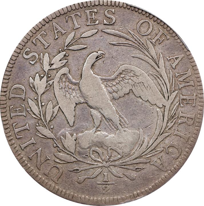 Draped Bust Half Dollar 50c Small Eagle, 1796-1797 [Type] F15 thumbnail 2