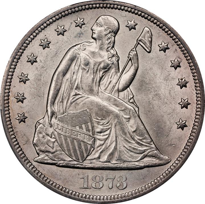 1873 $1  Seated Liberty MS thumbnail 8